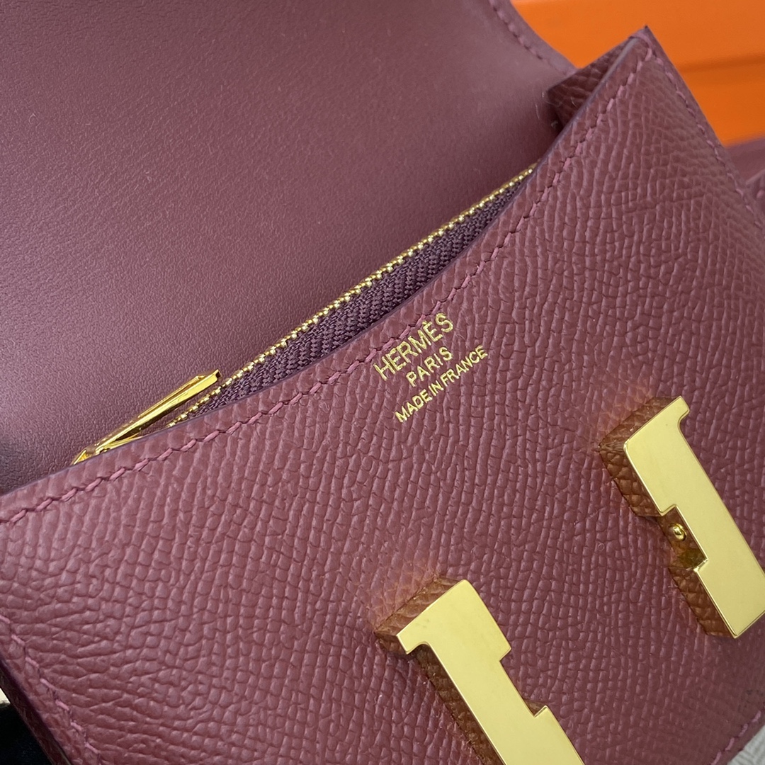 Hermes Constance Slim Wallet Belt Bag In Bordeaux Epsom Leather